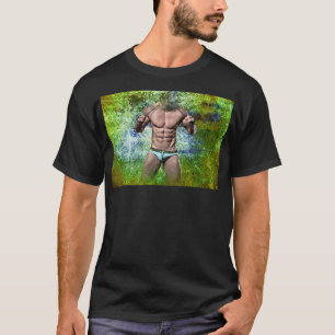 SlipperyJoe's weißer muskulöser sexy Mann Speedo s T-Shirt