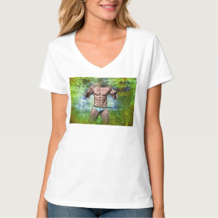 SlipperyJoe's weißer muskulöser sexy Mann Speedo s T-Shirt