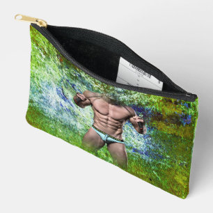 SlipperyJoe's weißer muskulöser sexy Mann Speedo s Zubehörtasche