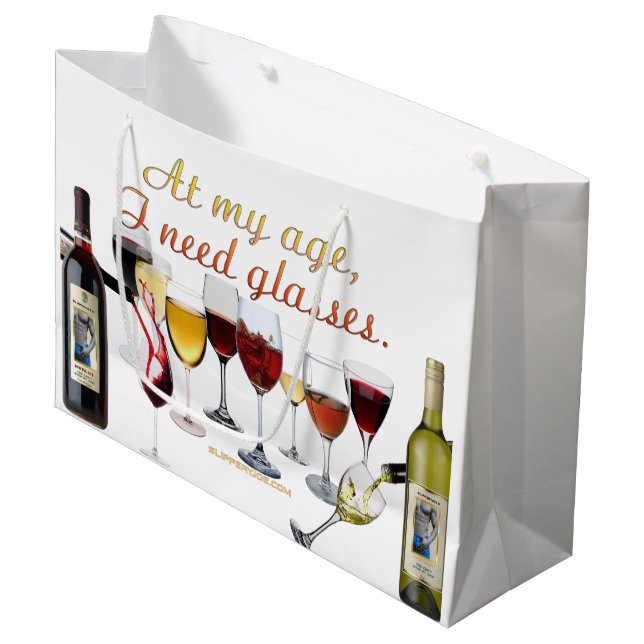 SlipperyJoe's Wine Glasses fermentierter Traubenwe Große Geschenktüte (Vorderseite Schrägansicht)