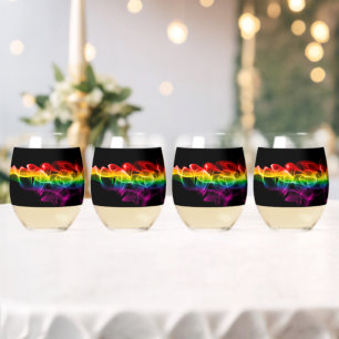 SlipperyJoes Wolke aus Regenbogen-Energiedampf fin Weinglas Ohne Stiel