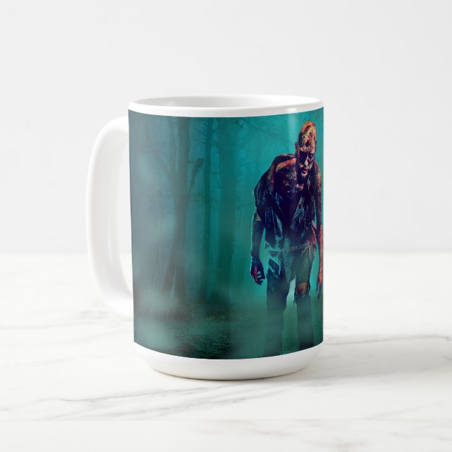 SlipperyJoe's Zombie-Wälder Halloween-Mistbäume b Kaffeetasse (Vorderseite Links)