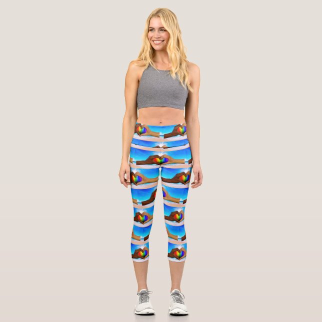 SlipperyJoe's zwei gehorchte Hände männlich h Capri Leggings (Vorderseite)