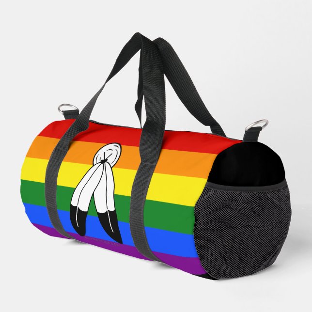 SlipperyJoe's Zwei-Geist-Pride-Flag-Zeremonial LGB Duffle Bag (Rechte Ecke)