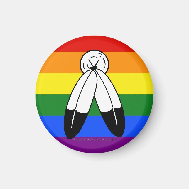 SlipperyJoe's Zwei-Geist-Pride-Flag-Zeremonial LGB Magnet (Vorne)