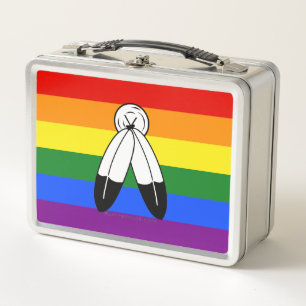 SlipperyJoe's Zwei-Geist-Pride-Flag-Zeremonial LGB Metall Brotdose