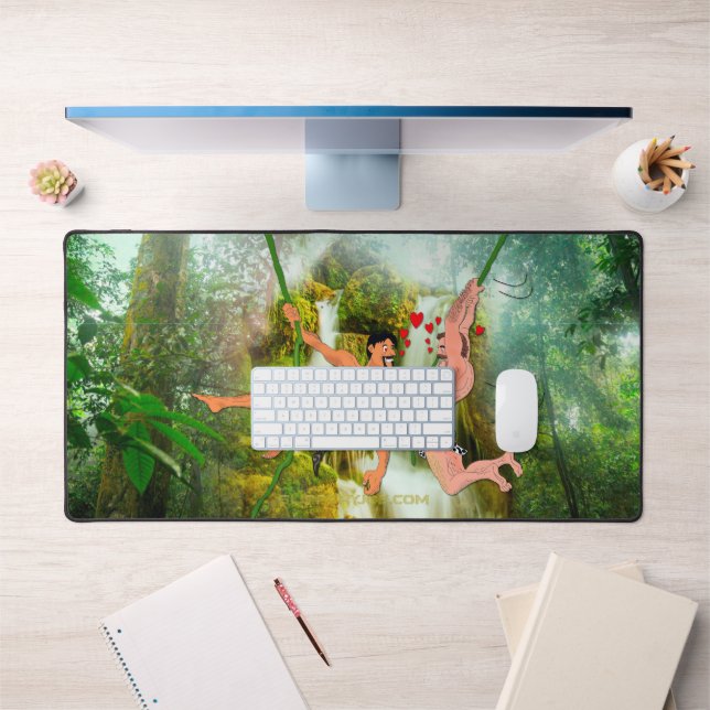 SlipperyJoe's zwei haarige Männer küssen Herzen Ca Schreibtischunterlage (Büro 1)