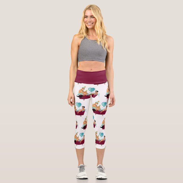 SlipperyJoe's zwei schwule Männer Liebe Cartoon Ba Capri Leggings (Vorderseite)