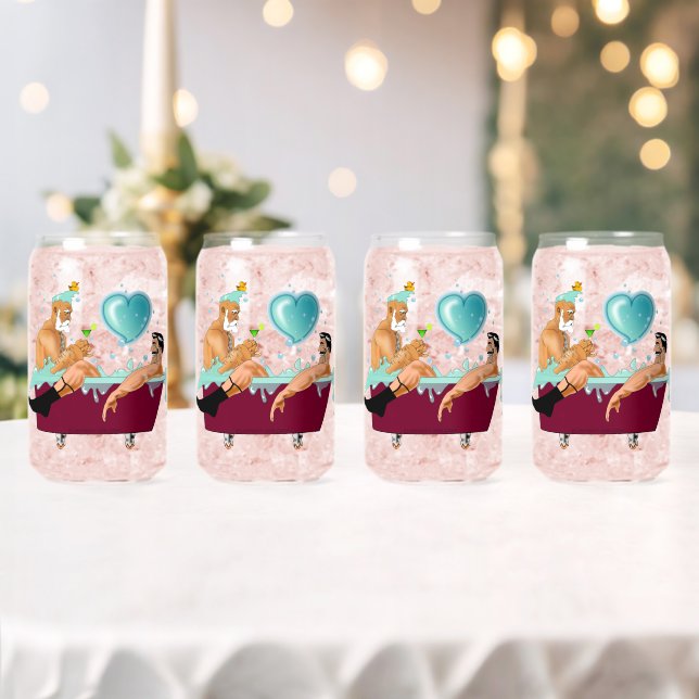 SlipperyJoe's zwei schwule Männer Liebe Cartoon Ba Dosenglas (Insitu (Hochzeit))