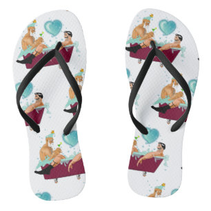 SlipperyJoe's zwei schwule Männer Liebe Cartoon Ba Flip Flops