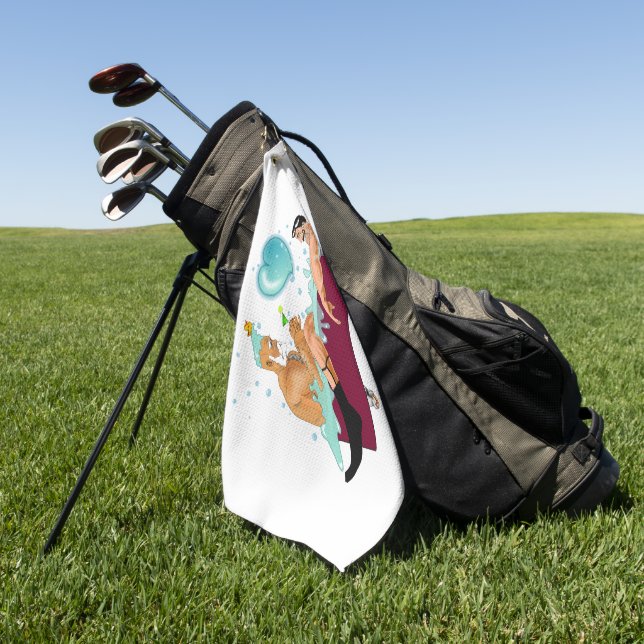 SlipperyJoe's zwei schwule Männer Liebe Cartoon Ba Golfhandtuch (Gras)