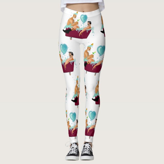 SlipperyJoe's zwei schwule Männer Liebe Cartoon Ba Leggings (Vorderseite)