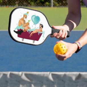 SlipperyJoe's zwei schwule Männer Liebe Cartoon Ba Pickleball Schläger