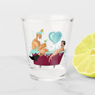 SlipperyJoe's zwei schwule Männer Liebe Cartoon Ba Schnapsglas