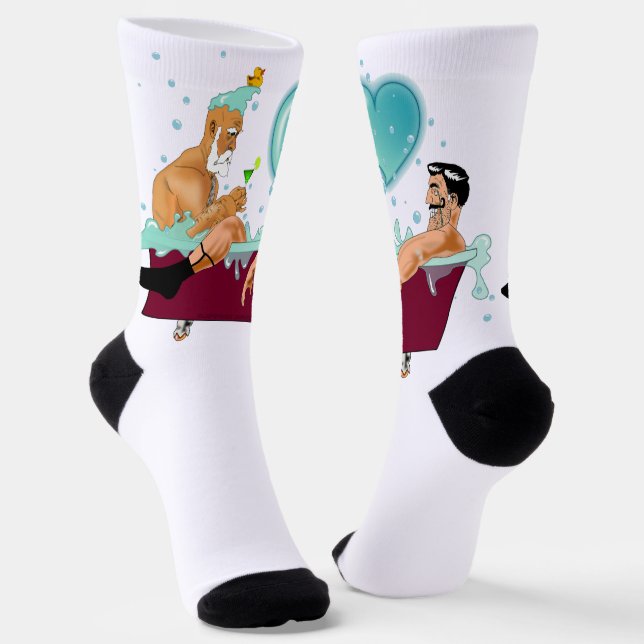 SlipperyJoe's zwei schwule Männer Liebe Cartoon Ba Socken (Gewinkelt)