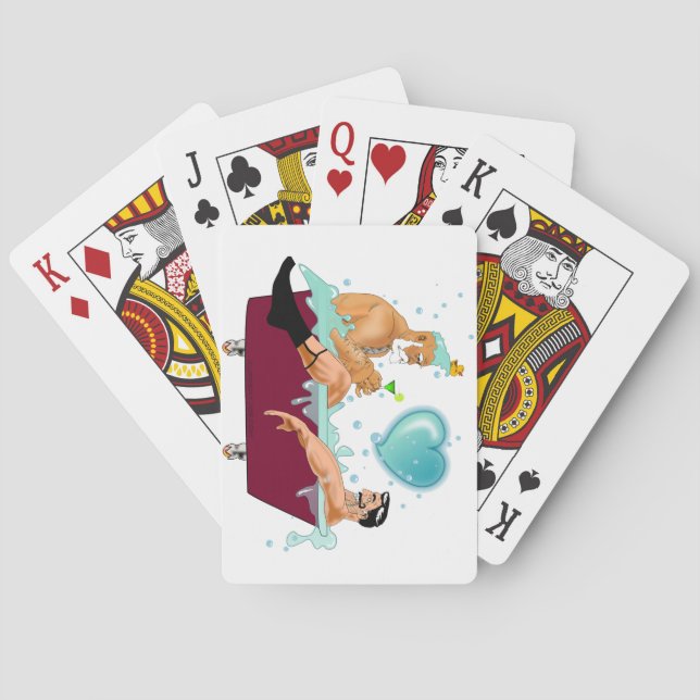 SlipperyJoe's zwei schwule Männer Liebe Cartoon Ba Spielkarten (Rückseite)