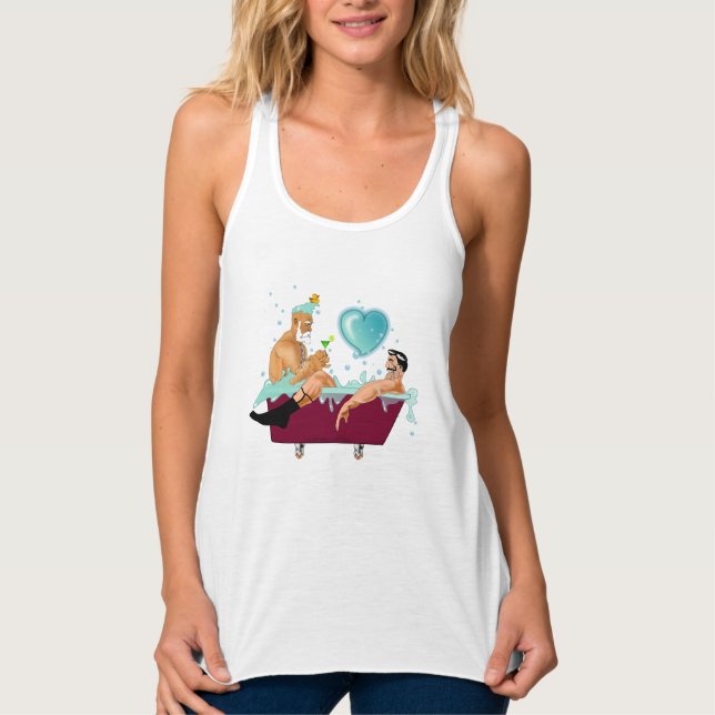 SlipperyJoe's zwei schwule Männer Liebe Cartoon Ba Tank Top (Vorderseite)