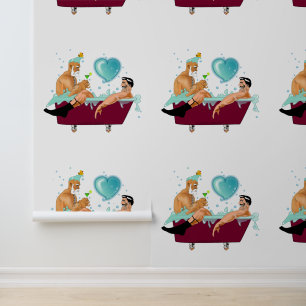 SlipperyJoe's zwei schwule Männer Liebe Cartoon Ba Tapete