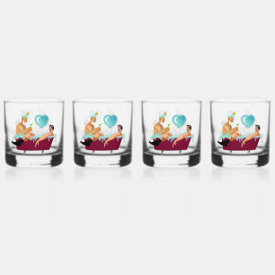 SlipperyJoe's zwei schwule Männer Liebe Cartoon Ba Whiskyglas