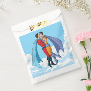 Slipperyjoes zwei Superhelden küssen Charaktere f Geschenktütchen