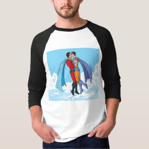 Slipperyjoe's zwei Superhelden küssen Charaktere f T-Shirt