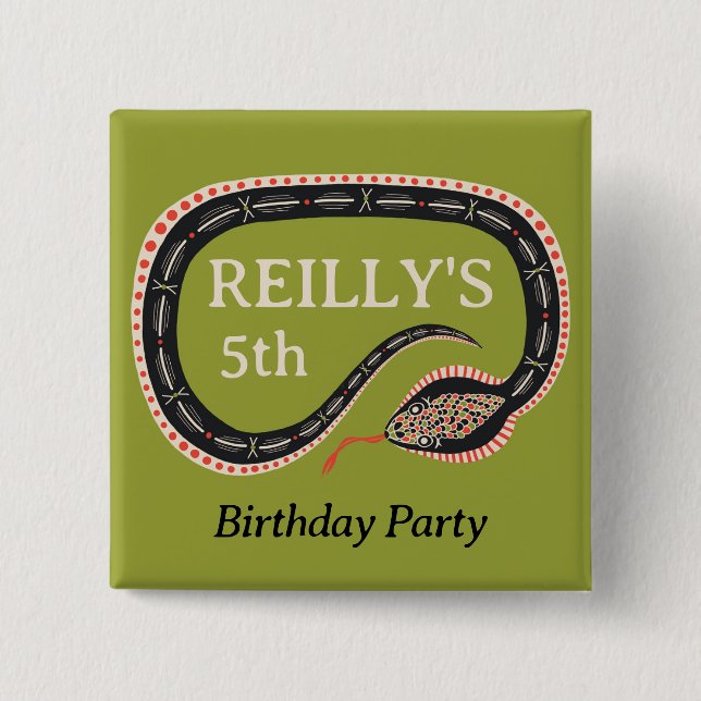 Slither Snake Kid's Birthday Party Button Button (Vorderseite)