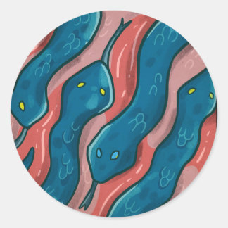 Slithering Snake - Animal Pattern Illustration Runder Aufkleber