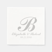 Sliver Gray White Wedding Monogram