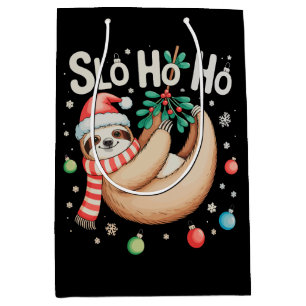 Slo Ho Ho Faultier Santa Hut Frohe Faultierweihnac Mittlere Geschenktüte