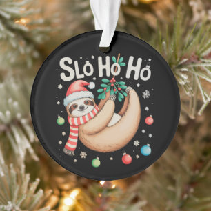 Slo Ho Ho Faultier Weihnachtsmann Hut Fröhliche Fa Ornament