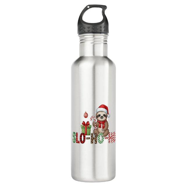 Slo Ho Ho Xmas Sloth 2 Edelstahlflasche (Vorderseite)