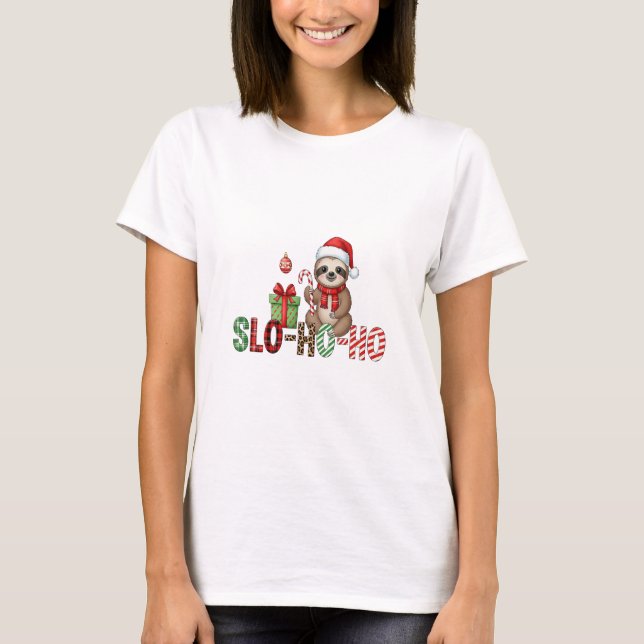 Slo Ho Ho Xmas Sloth 2 T-Shirt (Vorderseite)