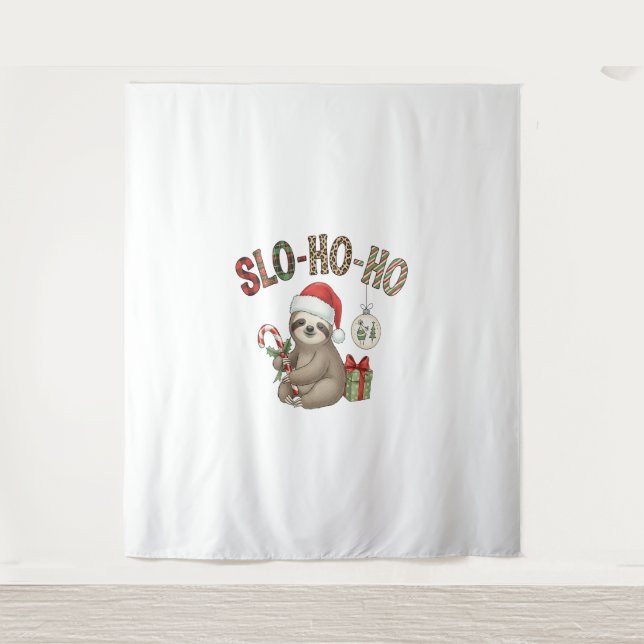 Slo Ho Ho Xmas Sloth Wandteppich (Vorderseite)