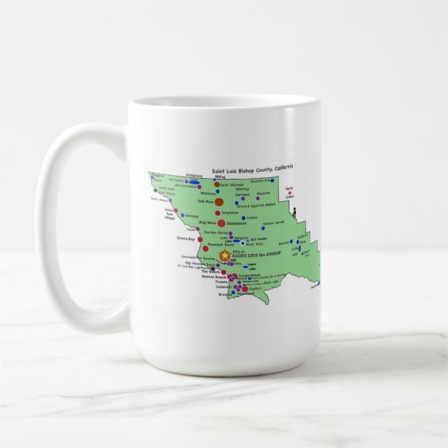 SLO Place Names Map mit englischen Übersetzungen Kaffeetasse (Links)
