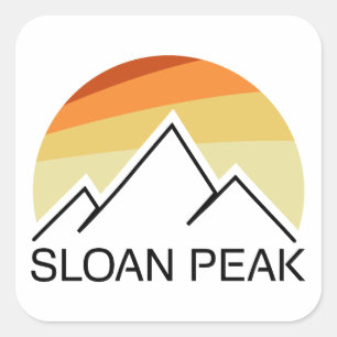 Sloan Peak Washington Retro Quadratischer Aufkleber