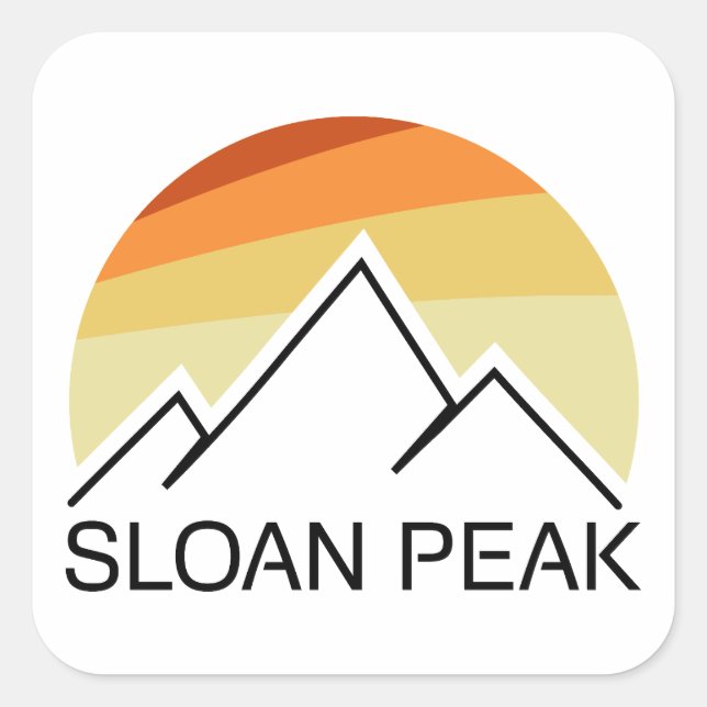 Sloan Peak Washington Retro Quadratischer Aufkleber (Vorderseite)