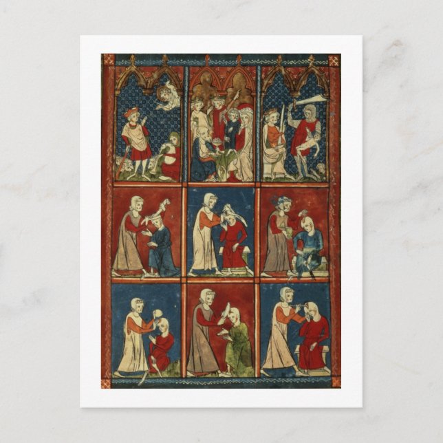 Sloane 1977 fol.2V Medizinische und biblische Szen Postkarte (Vorderseite)