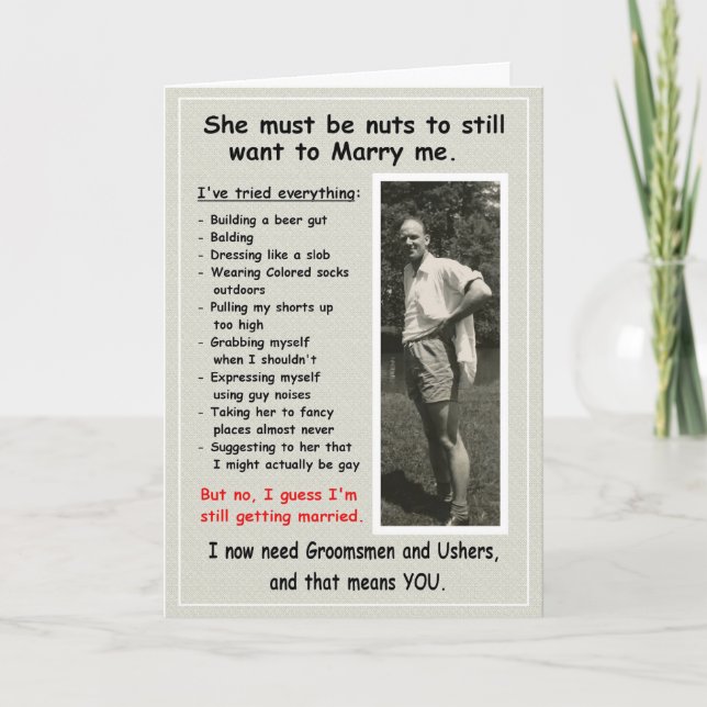 Slob braucht Trauzeugen und Ushere Einladung (Vorderseite)