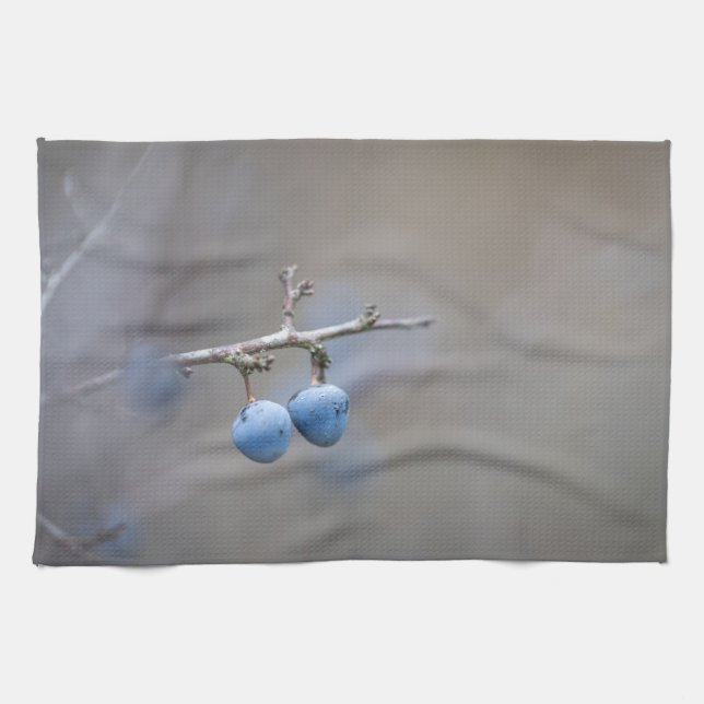 Sloe Berries Nature Foto Geschirrtuch (Horizontal)