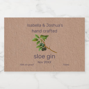 Sloe Gin Etikett auf Kraftfarbpapier