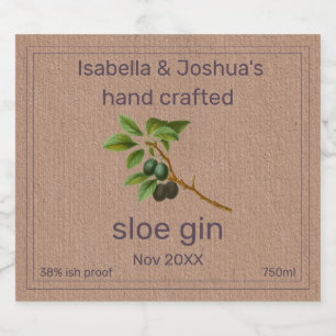Sloe Gin Etikett auf Kraftfarbpapier