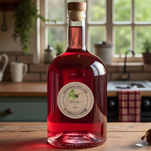 Sloe Gin Kraft Farbe mit Vintage-Illustration Runder Aufkleber