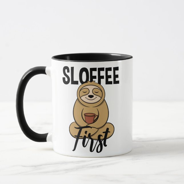 Sloffee - Schönes & lustiges Faultier und Kaffee Tasse (Links)