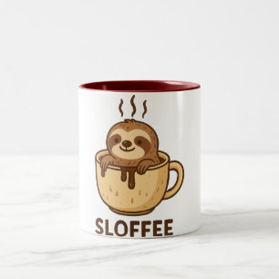 SLOFFEE — Süßer Faultier Kaffee Lustiges Faulti Zweifarbige Tasse