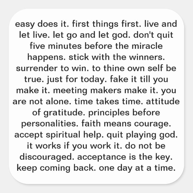 Slogan-Aufkleber für Om Quadratischer Aufkleber (Vorderseite)