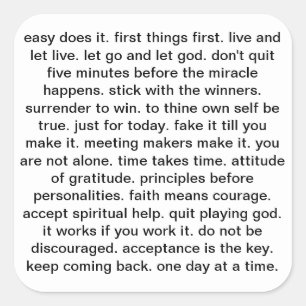 Slogan-Aufkleber für Om Quadratischer Aufkleber