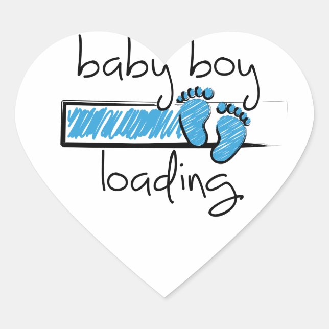 Slogan baby boy is loading. baby jongen opkomst Herz-Aufkleber (Vorderseite)