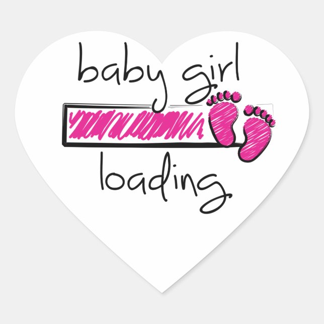 Slogan baby girl is loading. baby meisje opkomst Herz-Aufkleber (Vorderseite)
