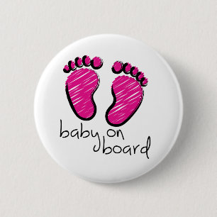 Slogan baby girl on board - baby meisje aan boord button