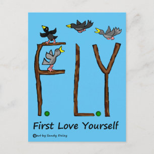 Slogan FLY Erste Liebe Sie selbst Postkarte